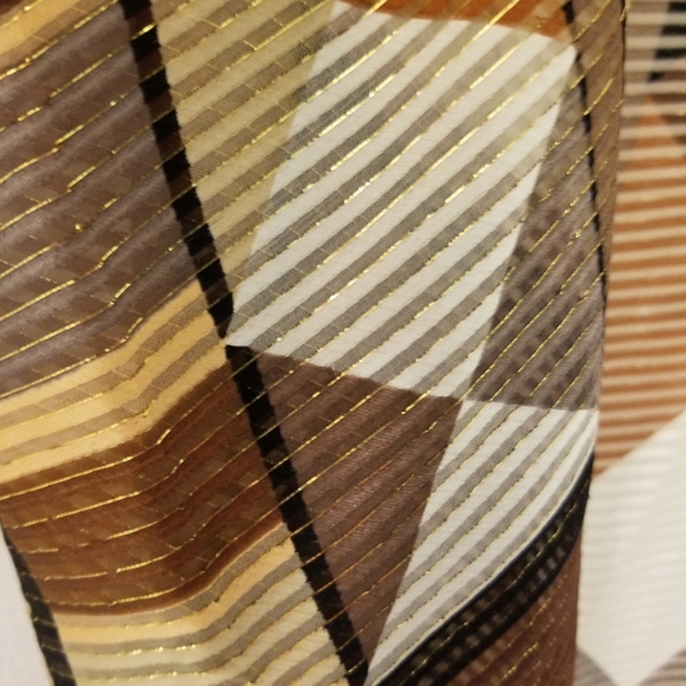 ECHO NY Square Silk Scarf Metallic Bronze Geometric Print - Picture 5 of 10